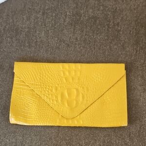 Tiffany & Fred Yellow Crocodile Embossed Clutch
